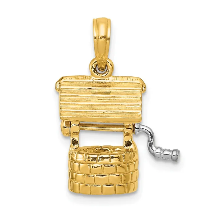 Goldia Charm Necklaces 14k Yellow Gold Polished 3D Moveable Wishing Well Charm Goldia Charm Necklaces 14k Yellow Gold Polished 3D Moveable Wishing Well Charm