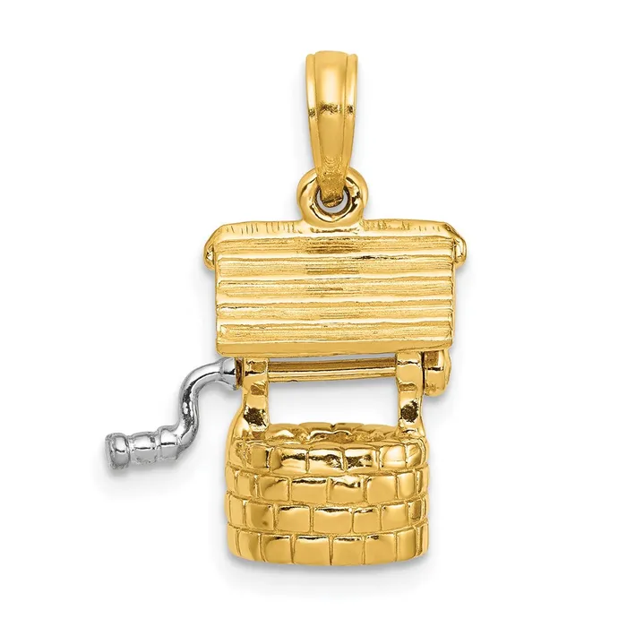 Goldia Charm Necklaces 14k Yellow Gold Polished 3D Moveable Wishing Well Charm