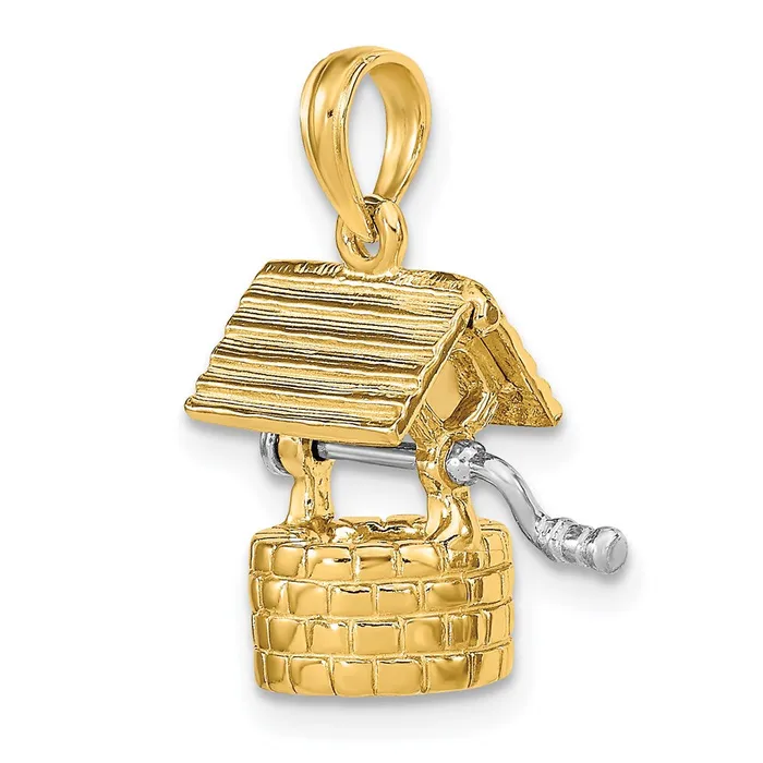 Goldia Charm Necklaces 14k Yellow Gold Polished 3D Moveable Wishing Well Charm