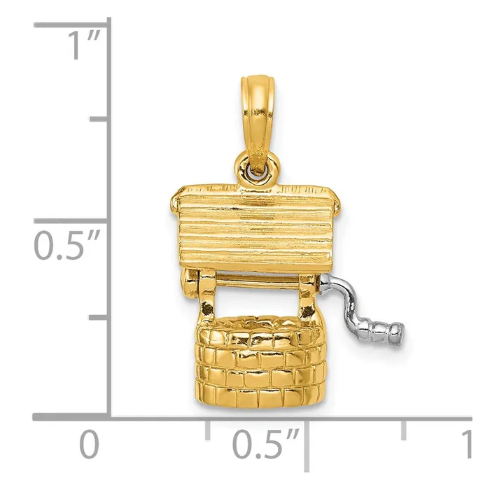 Goldia Charm Necklaces 14k Yellow Gold Polished 3D Moveable Wishing Well Charm