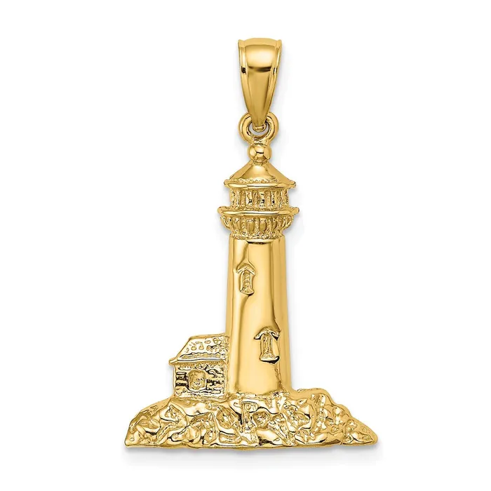 Goldia Charm Necklaces 14k Yellow Gold Polished Lighthouse Charm