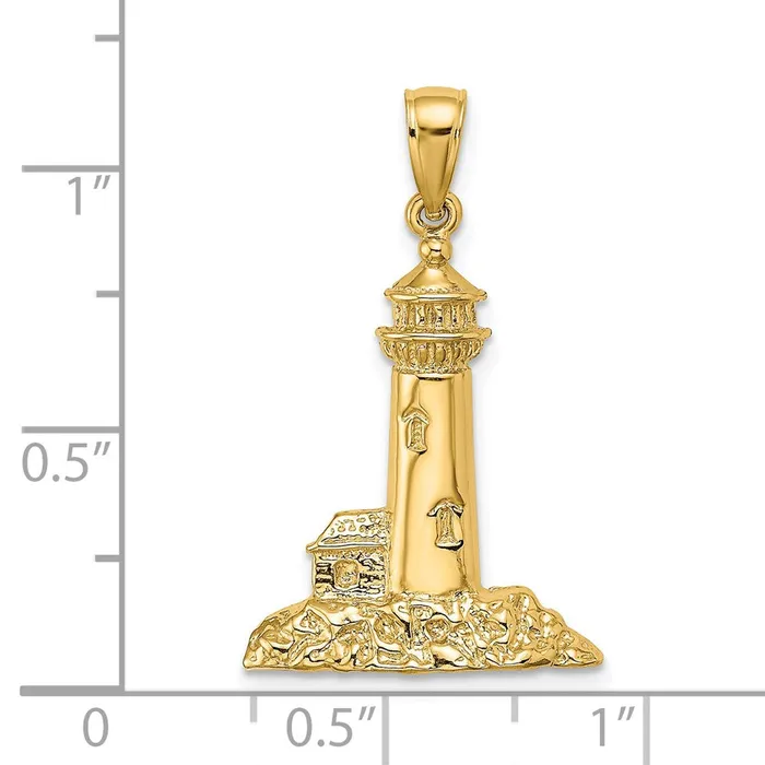 Goldia Charm Necklaces 14k Yellow Gold Polished Lighthouse Charm