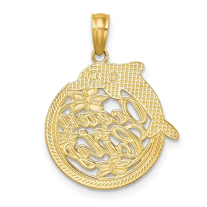 Goldia Charm Necklaces 14k Yellow Gold Polished OCEAN CITY w Dolphin Charm