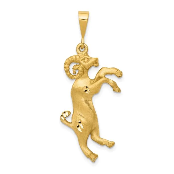 Goldia Charm Necklaces 14k Yellow Gold Satin Diamondcut Aries Zodiac Charm
