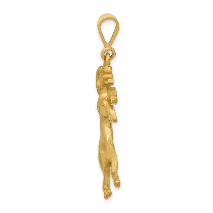 Goldia Charm Necklaces 14k Yellow Gold Satin Diamondcut Aries Zodiac Charm