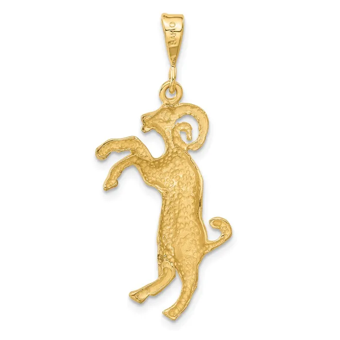 Goldia Charm Necklaces 14k Yellow Gold Satin Diamondcut Aries Zodiac Charm