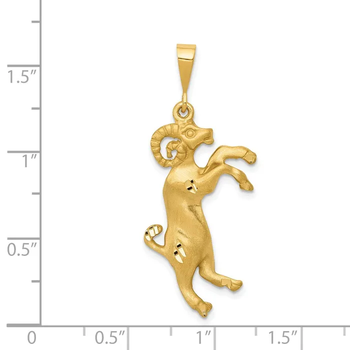 Goldia Charm Necklaces 14k Yellow Gold Satin Diamondcut Aries Zodiac Charm