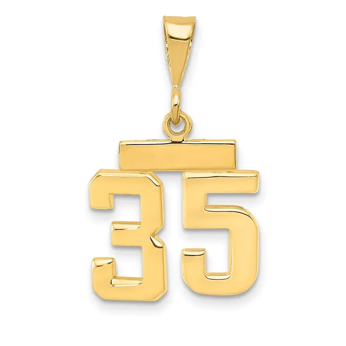 Goldia Charm Necklaces 14k Yellow Gold Small Polished Number 35 Charm