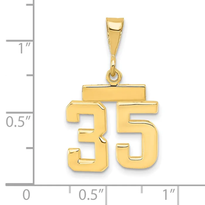 Goldia Charm Necklaces 14k Yellow Gold Small Polished Number 35 Charm