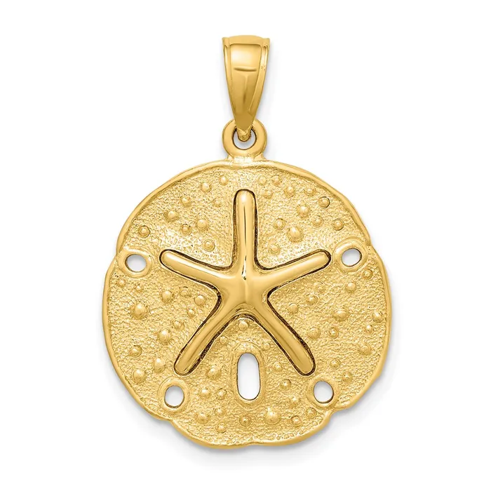 Goldia Charm Necklaces 14k Yellow Gold Starfish on Sand Dollar Charm