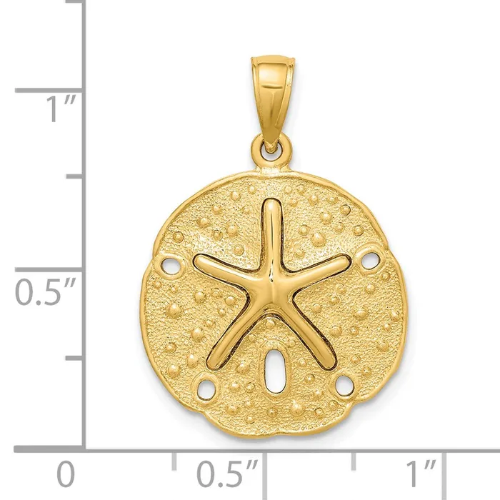 Goldia Charm Necklaces 14k Yellow Gold Starfish on Sand Dollar Charm
