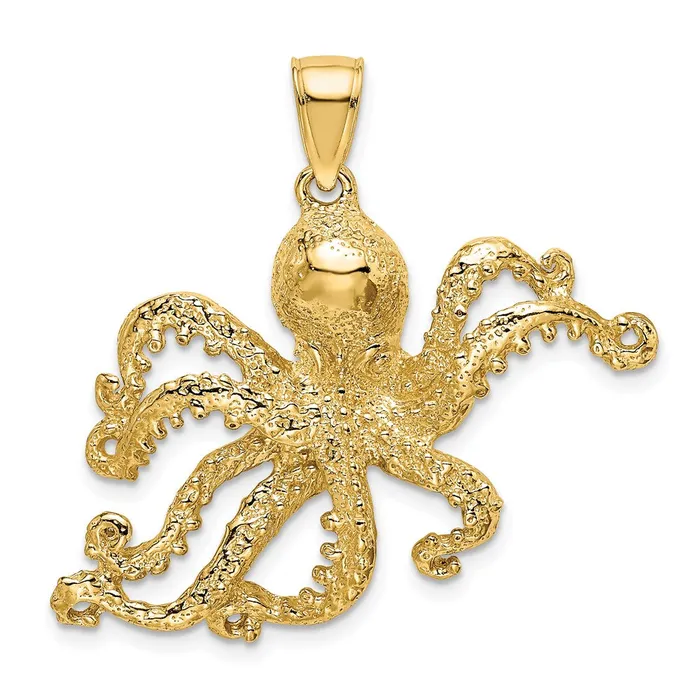 Goldia Charm Necklaces 14k Yellow Gold Textured Octopus Charm