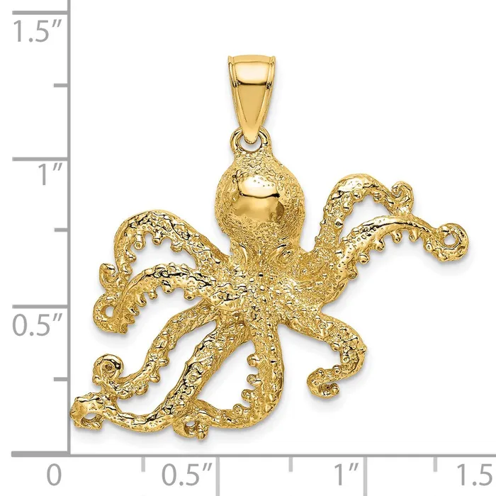 Goldia Charm Necklaces 14k Yellow Gold Textured Octopus Charm