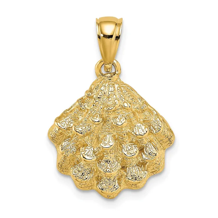 Goldia Charm Necklaces 14k Yellow Gold Textured Oyster Shell Charm
