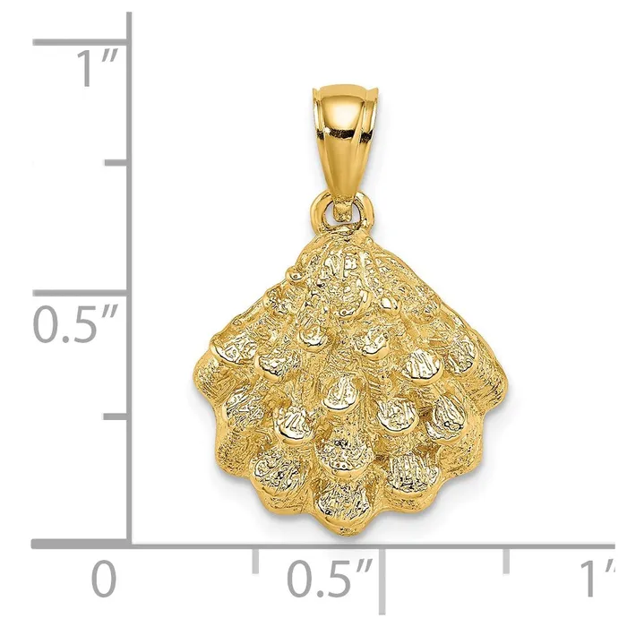 Goldia Charm Necklaces 14k Yellow Gold Textured Oyster Shell Charm