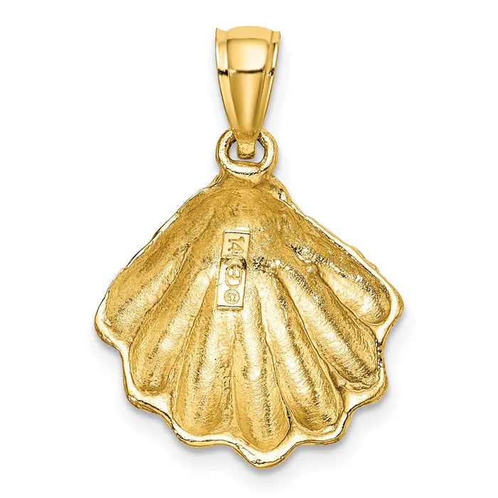 Goldia Charm Necklaces 14k Yellow Gold Textured Oyster Shell Charm