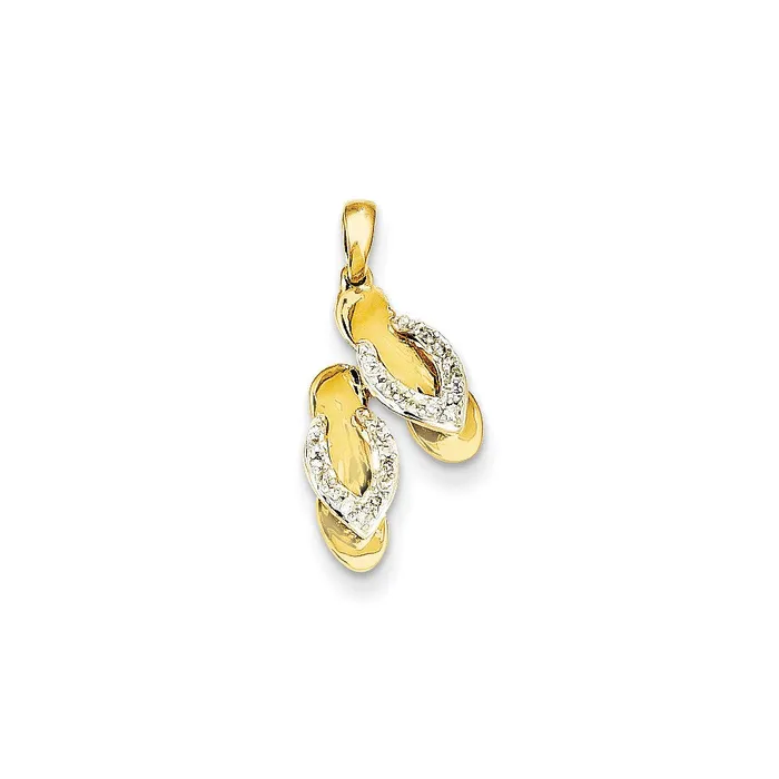 Goldia Charm Necklaces 14k Yellow Gold u0026 Rhodium Real Diamond Flip Flop Charm