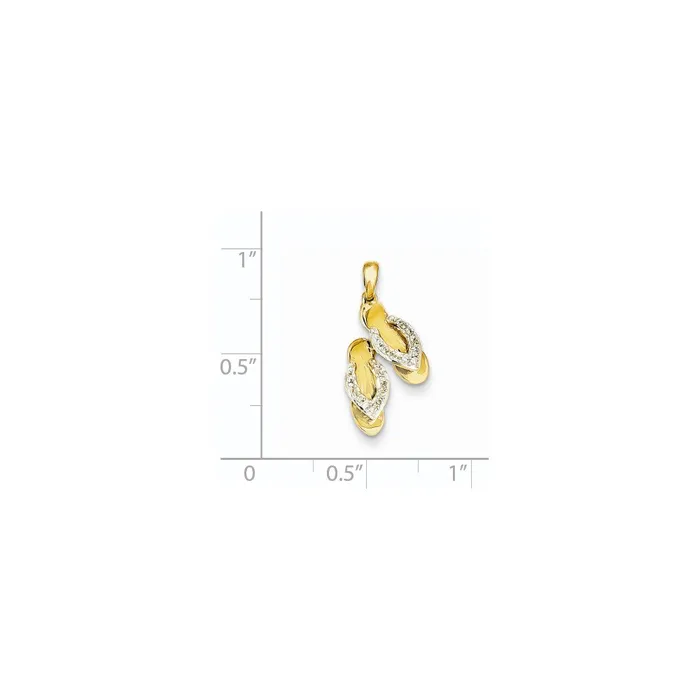 Goldia Charm Necklaces 14k Yellow Gold u0026 Rhodium Real Diamond Flip Flop Charm