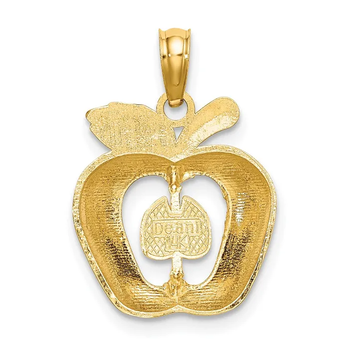 Goldia Charm Necklaces 14k Yellow Gold w Enamel 2D CutOut Apple Charm