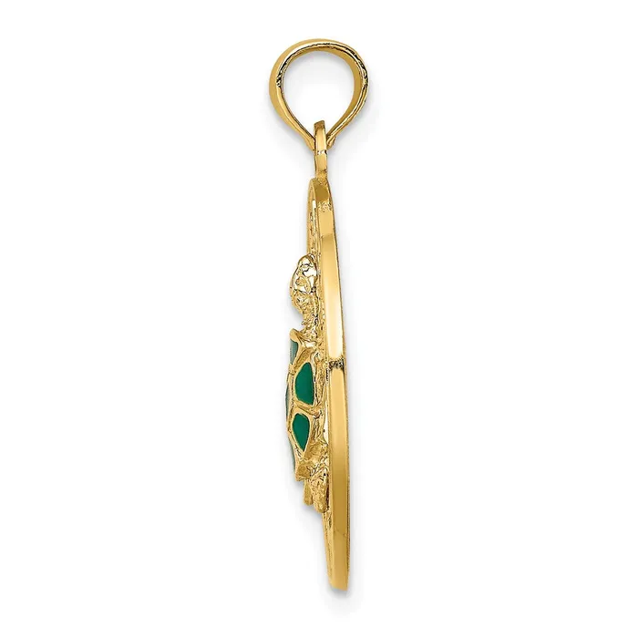 Goldia Charm Necklaces 14k Yellow Gold w Enamel Turtle SARASOTA Circle Charm
