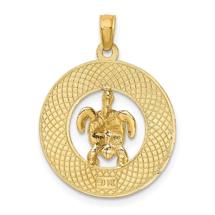 Goldia Charm Necklaces 14k Yellow Gold w Enamel Turtle SARASOTA Circle Charm