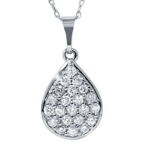 Goldiacom 12ct Diamond Pave Diamond Pear Shape Cluster Pendant 14K White Gold 34 Tall Necklaces Goldiacom 12ct Diamond Pave Diamond Pear Shape Cluster Pendant 14K White Gold 34 Tall Necklaces