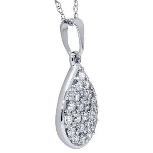 Goldiacom 12ct Diamond Pave Diamond Pear Shape Cluster Pendant 14K White Gold 34 Tall Necklaces Goldiacom 12ct Diamond Pave Diamond Pear Shape Cluster Pendant 14K White Gold 34 Tall Necklaces