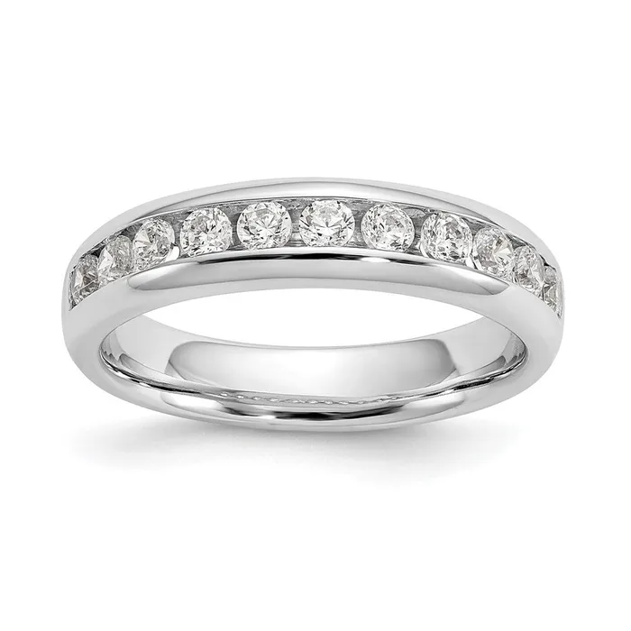 Goldiacom 14K White Gold 11Stone Real Diamond Channel Band Rings