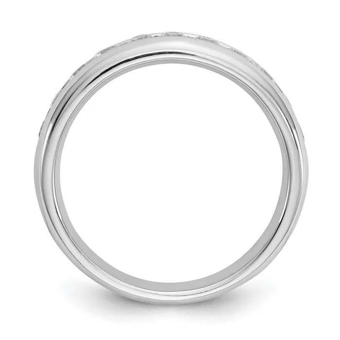 Goldiacom 14K White Gold 11Stone Real Diamond Channel Band Rings