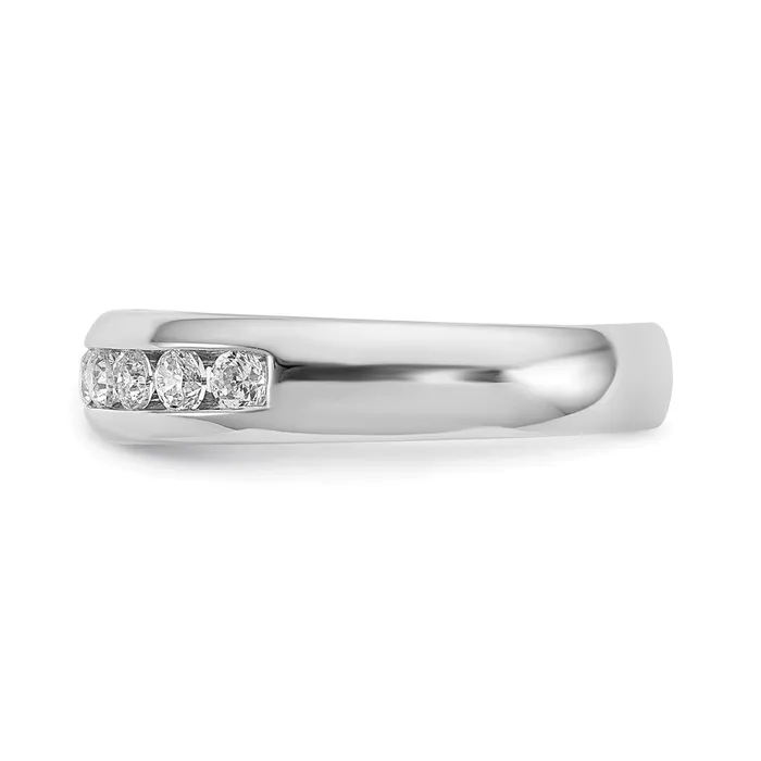 Goldiacom 14K White Gold 11Stone Real Diamond Channel Band Rings
