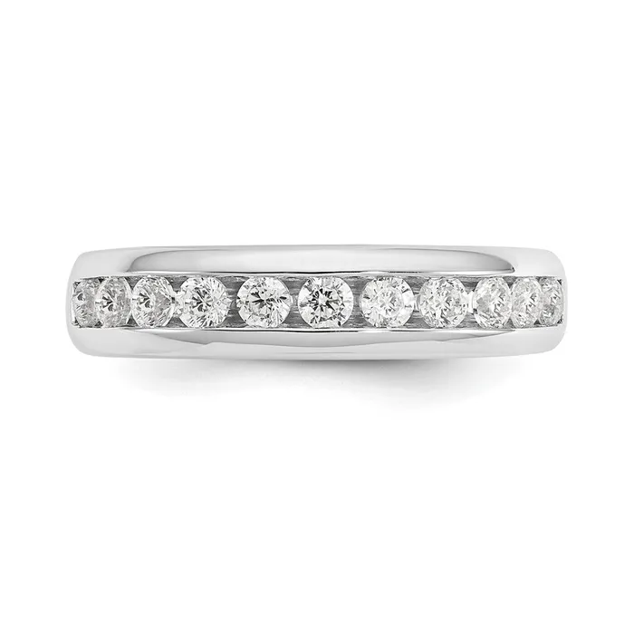 Goldiacom 14K White Gold 11Stone Real Diamond Channel Band Rings