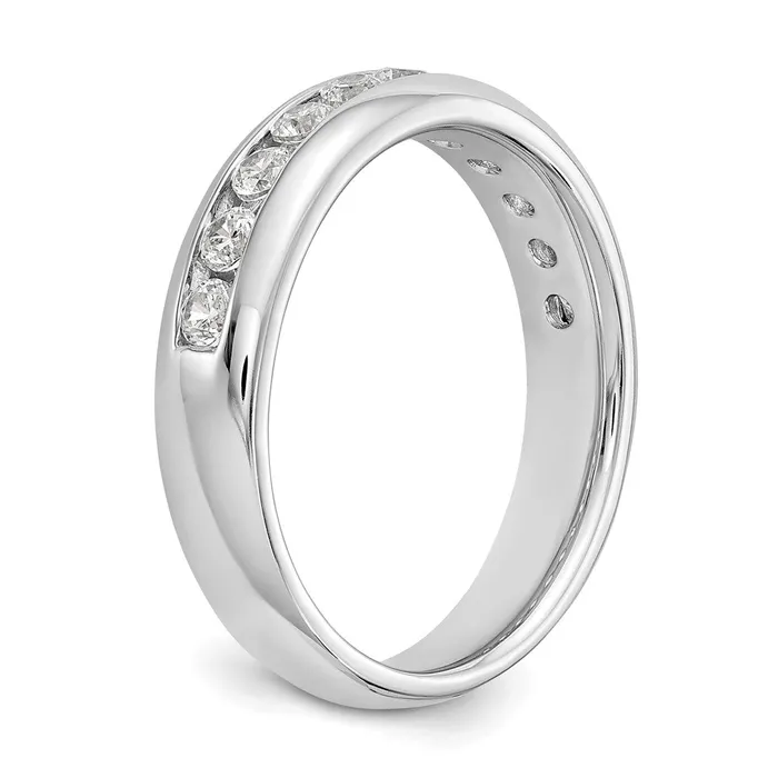 Goldiacom 14K White Gold 11Stone Real Diamond Channel Band Rings