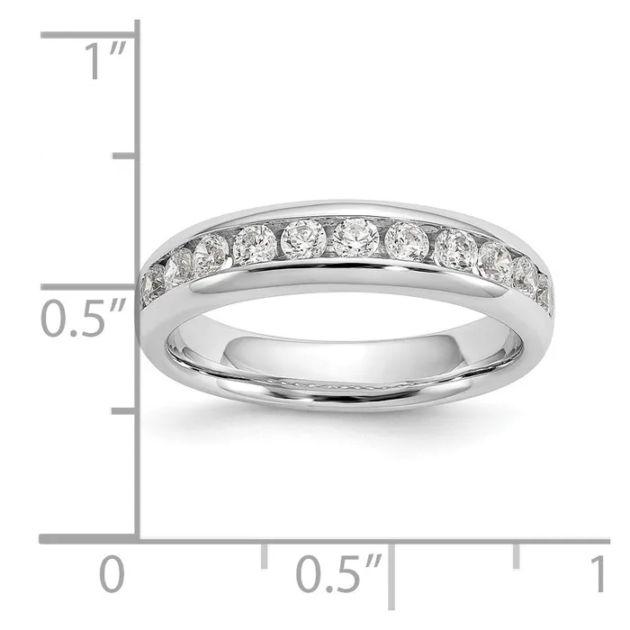 Goldiacom 14K White Gold 11Stone Real Diamond Channel Band Rings