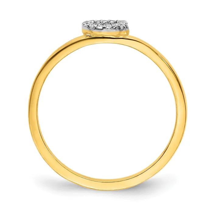 Goldiacom 14k Yellow Gold Real Diamond Initial Q Ring Rings