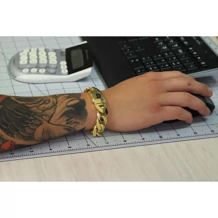 Goldiacom Bracelets 14k Yellow Gold Royal Monaco Miami Cuban Link 13mm Chain Bracelet w Box Clasp 9