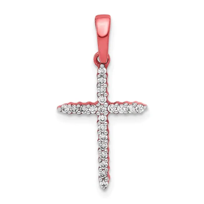 Goldiacom PreStyled Sets 18K Rose Gold 16ct Diamond Cross Pendant