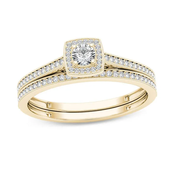 Goldiacom Rings 13 CT TW Diamond Cushion Frame VintageStyle Bridal Engagement Ring Set in 14K Gold Goldiacom Rings 13 CT TW Diamond Cushion Frame VintageStyle Bridal Engagement Ring Set in 14K Gold