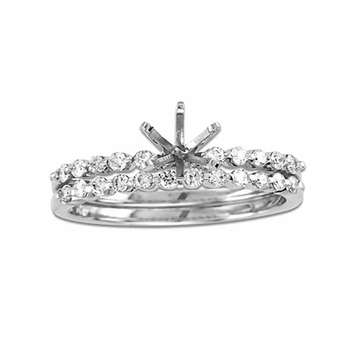 Goldiacom Rings 14 CT TW Diamond SemiMount Bridal Engagement Ring Set in 14K White Gold Goldiacom Rings 14 CT TW Diamond SemiMount Bridal Engagement Ring Set in 14K White Gold