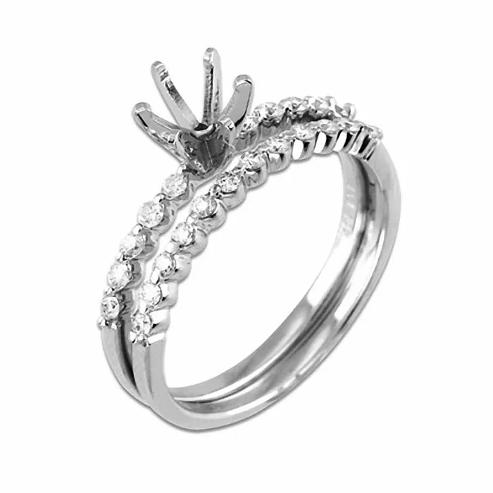 Goldiacom Rings 14 CT TW Diamond SemiMount Bridal Engagement Ring Set in 14K White Gold