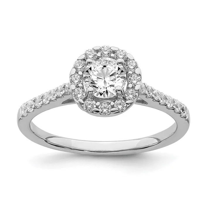 Goldiacom Rings 1 Ct Natural Diamond Halo Bridal Engagement Ring Set in 14K White Gold