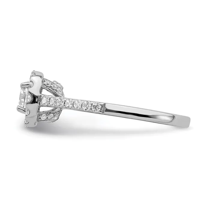 Goldiacom Rings 1 Ct Natural Diamond Halo Bridal Engagement Ring Set in 14K White Gold