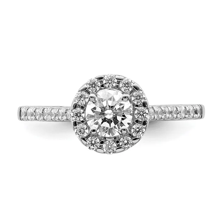 Goldiacom Rings 1 Ct Natural Diamond Halo Bridal Engagement Ring Set in 14K White Gold
