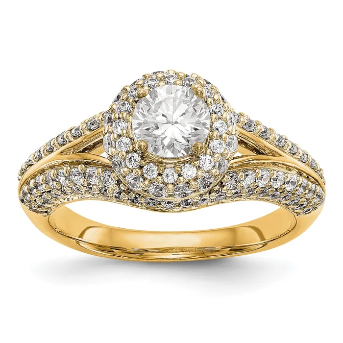 Goldiacom Rings 14K Round Simulated Diamond Halo Engagement Ring