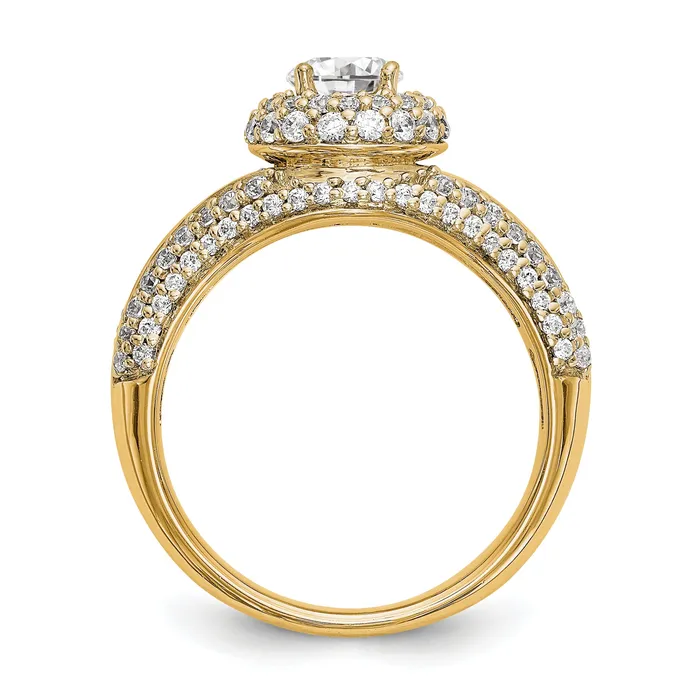 Goldiacom Rings 14K Round Simulated Diamond Halo Engagement Ring