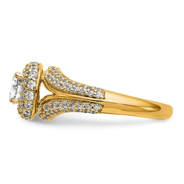 Goldiacom Rings 14K Round Simulated Diamond Halo Engagement Ring