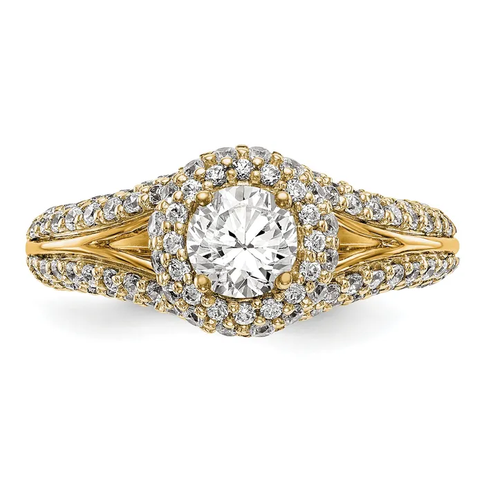 Goldiacom Rings 14K Round Simulated Diamond Halo Engagement Ring