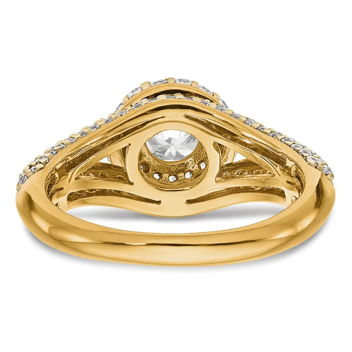 Goldiacom Rings 14K Round Simulated Diamond Halo Engagement Ring