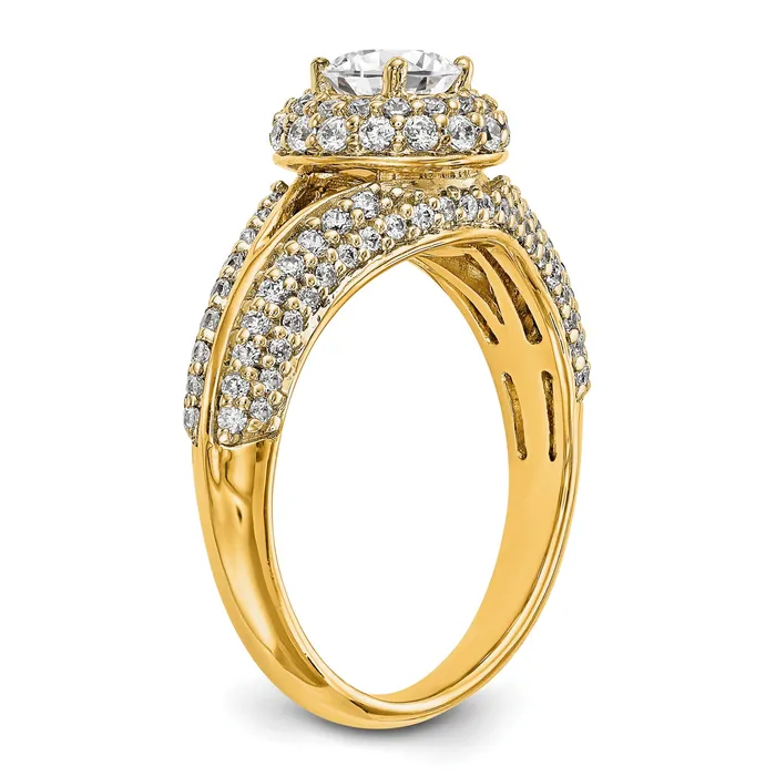 Goldiacom Rings 14K Round Simulated Diamond Halo Engagement Ring