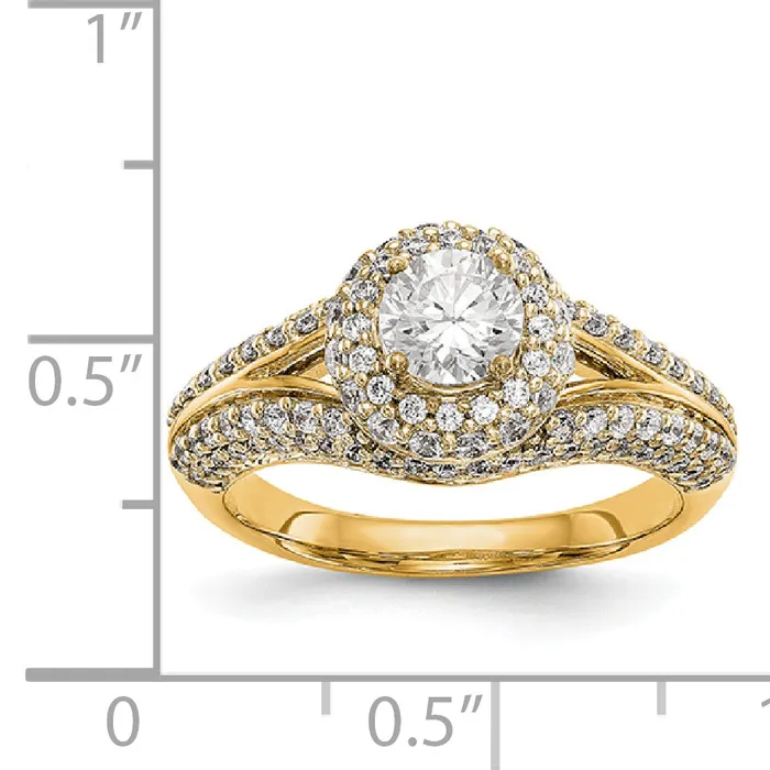 Goldiacom Rings 14K Round Simulated Diamond Halo Engagement Ring