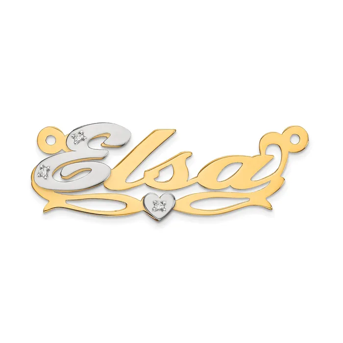 Goldiacom Rings 14k Two tone 03ct Diamond Name Plate